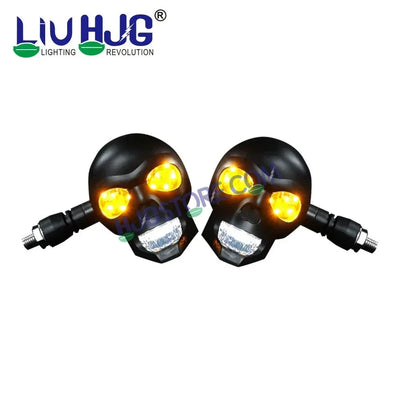 HJG Skull Indicator Skull Shape Turn Signal Lights Indicator Universal for All Bikes Models Turn Signal Lights Motorcycle Set of 2 LIU HJG Skull Indicator - Biker.Store - www.biker.store