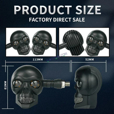 HJG Skull Indicator Skull Shape Turn Signal Lights Indicator Universal for All Bikes Models Turn Signal Lights Motorcycle Set of 2 HJG Skull Indicator - Biker.Store - www.biker.store