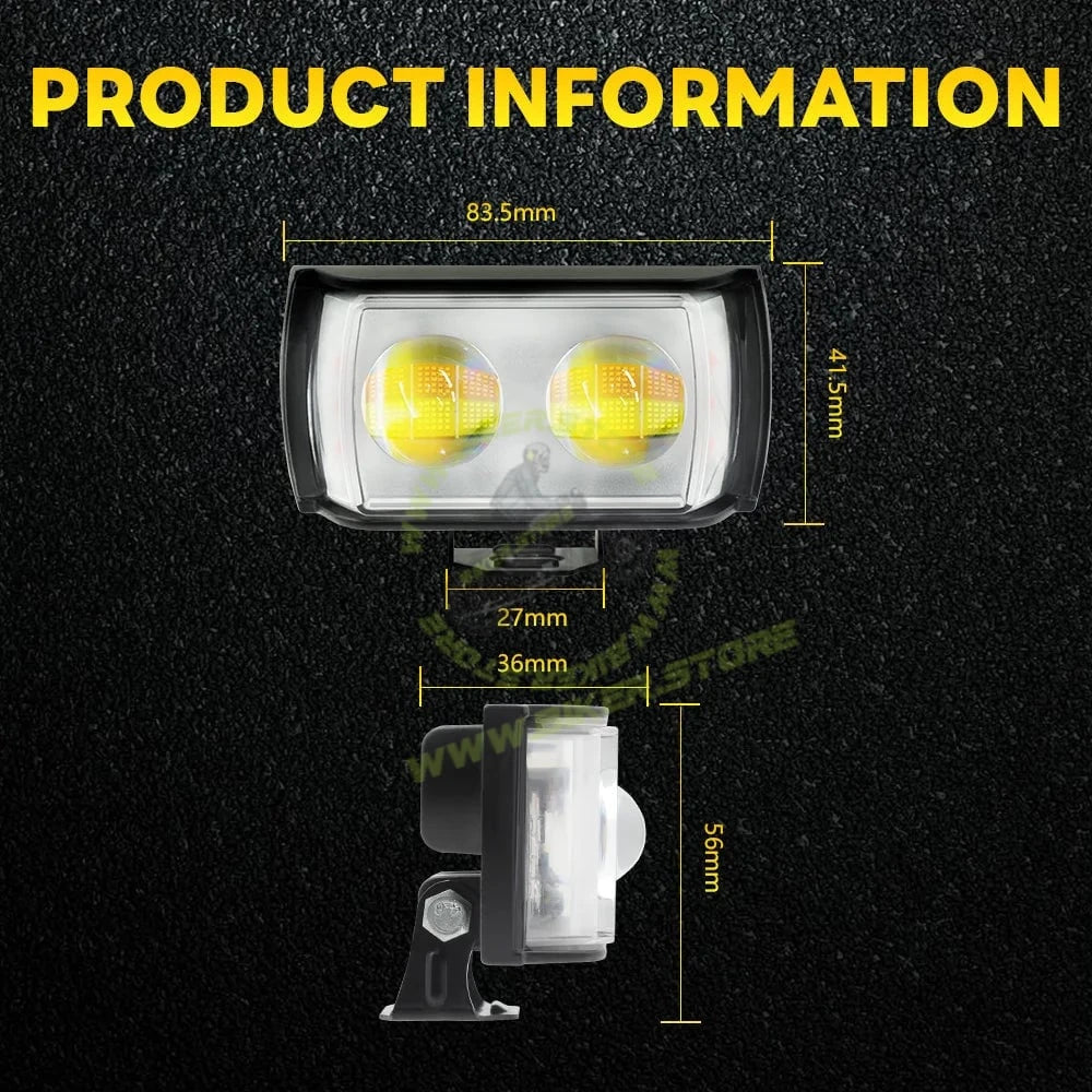 BAOBAO Lighting Systems BB1813 2 Lens White Yellow Dual Color Mini Fog H27 Lamp