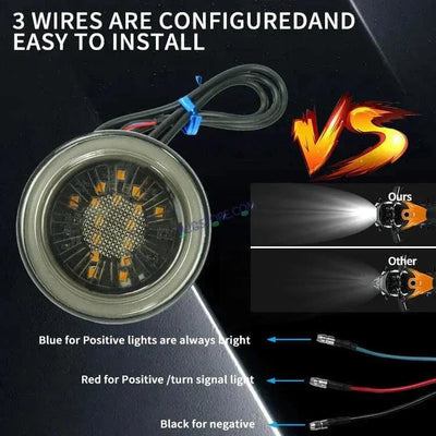 HJG Indicator Round Waterproof Flexible Blinker Bright LED Indicators Universal For All Bike Models Motorcycle Turn Signal Lights HJG Indicator with DRL 231118 - Biker.Store - www.biker.store