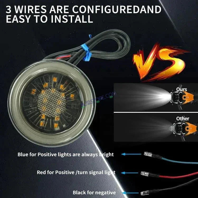 HJG Indicator Round Waterproof Flexible Blinker Bright LED Indicators Universal For All Bike Models Motorcycle Turn Signal Lights HJG Indicator with DRL 231118 - Biker.Store - www.biker.store