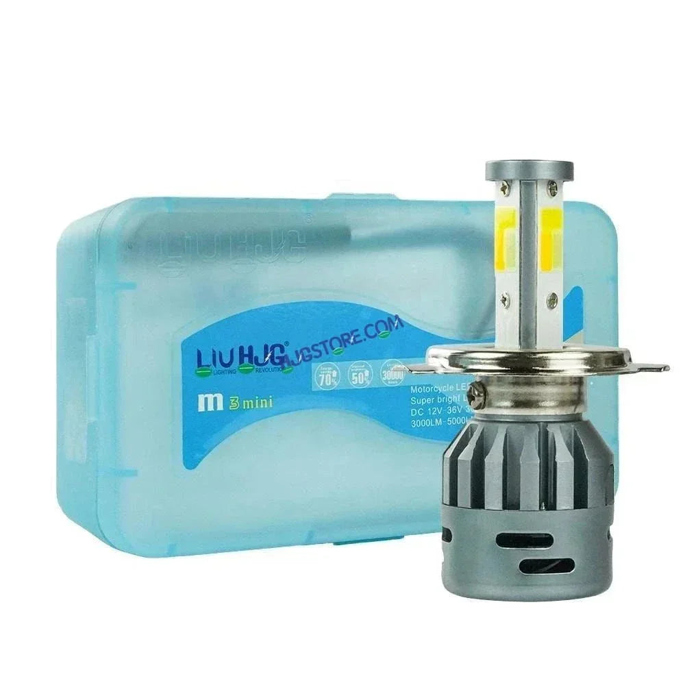 HJG M3 Mini 60W White/Yellow H4 Dual Beam New Model LED Bulb AC/DC Headlight LED Bulb White/Yellow Hi/Lo 60W H4 LED for Bike Car Light H4 LED with Fan Conversion Kit Hi/Lo Beam Headlight 12V/24V for Bike/Car, Set of 1, 6000 LM 60W, White/Yellow Hi/Lo - Biker.Store - www.biker.store