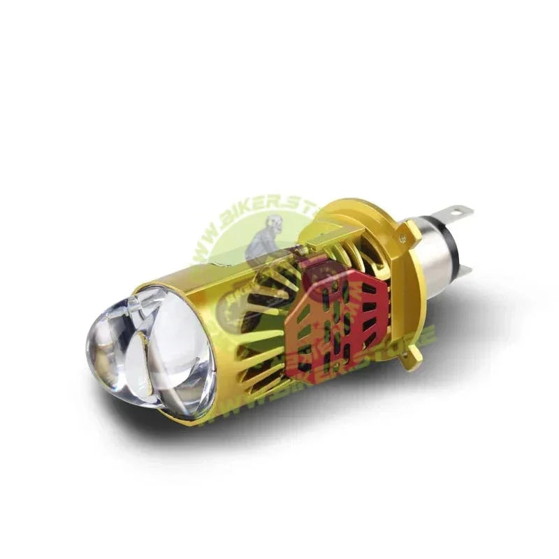 RTD LED Projector Headlight Bulb, H4 Dual Lens Design, High/Low Beam, (set of 1), Gold And Red Dual Projector LED H4 High Power 45W 4500LM H4 LED Perfect Light Beam High Low Beam 9-60V for car & motorcycle - Biker.Store - www.biker.store