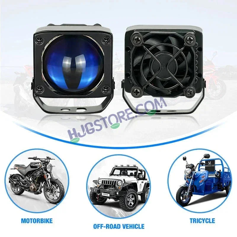 HJG Mini Laser Cannon Foglight 300 Meters Laser Focus Projector Fog Projector Lens with 300 Meters Projection Distance 80W Foglight Ultra Wide Dual Intensity LED Fog Lights White/Yellow Universal For All Cars & Bikes LIU HJG Mini Laser Cannon Foglight 2pc - Biker.Store - www.biker.store