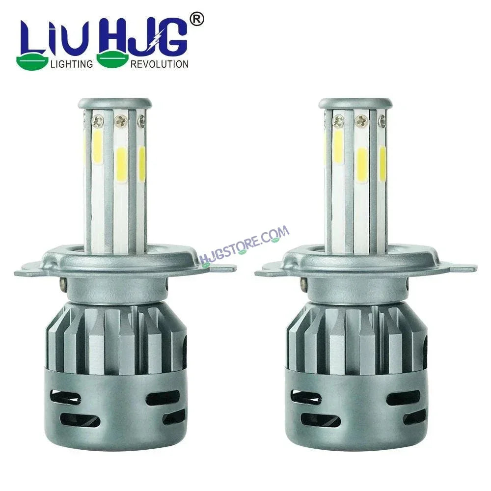 HJG M8 ORIGINAL 100W LED Headlight Bulb H4 For All Motorcycles (Low and High Beam Bulbs (White) AC/DC 100Watt 8 Side Chip) - Type H4 Hi/Lo - Biker.Store - www.biker.store