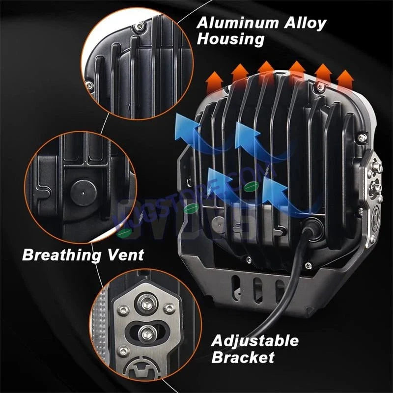 HJG GodsEye Side Shooter 1 LED with 8 CREE LED White/Red Off Road 7 inch 95W LED Headlight Spot Light Fog Light Universal For Bike, Truck, Jeep, Car Bike Led Headlights LED Fog Lights For Motorcycle Car SUV Lights, Pack of 1 LIU HJG GodsEye Side Shooter - Biker.Store - www.biker.store