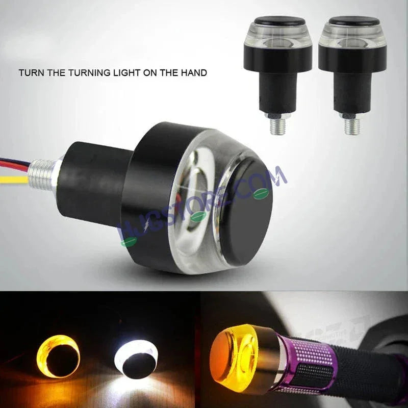 HJG Handle Light White/Yellow Motorcycle Handlebar Light White Yellow Bike Turn Signals Waterproof Flexible Blinker Bright LED Handlebar Light Universal For All Bike Models Motorcycle Handle Light LIU HJG Handle Light, Universal for All Bikes, Pack of 2 - Biker.Store - www.biker.store