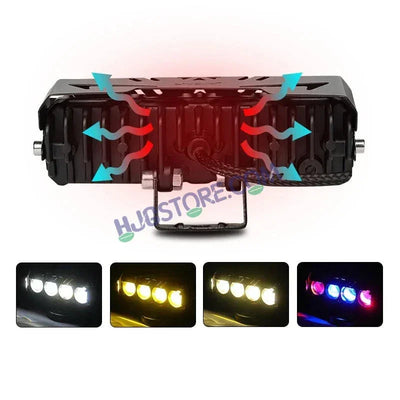 HJG 4 Lens Red Blue 50W Foglight with Red Blue Flash Mode 4 Lens Projector Foglight 50W Foglight Ultra Wide Dual Intensity LED Fog Lights White/Yellow/Warm White/Flash/Red Blue DRL Universal For All Cars & Bikes LIU HJG 4 Lens Red Blue 50W Foglight 1pc - Biker.Store - www.biker.store