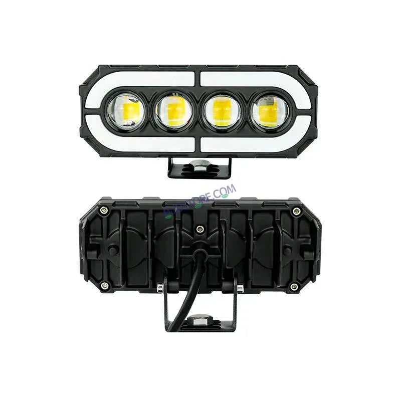 HJG 4 Lens with RGB Ring DRL 4 Projector Lens 1pc Foglight with RGB Ring 4 LED Projector Fog 60W with RGB DRL Foglight Ultra Wide Dual Intensity LED Fog Lights White/Yellow/RGB DRL Projector (60W) Universal For All Cars & Bikes LIU HJG 4 Lens RGB Ring 1pc - Biker.Store - www.biker.store