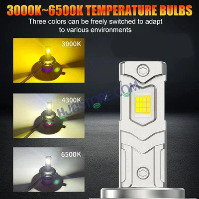 HJG AI Bulb H7 App Control 200W H7 Adjustable Beam Color Adjustable Brightness LED Bulb AC/DC Headlight White/Yellow/Warm White/Flash Beam 200W for Bike Car LED Light H7 Two Pin AI Headlight 12V/24V for Bike/Car, LIU HJG AI Bulb Pack of 2, H7 Socket - Biker.Store - www.biker.store