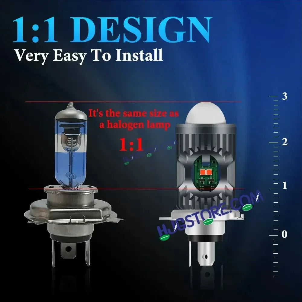 HJG H4 Lens Red Devil Lens New Model Red White Yellow LED Headlight Bulb H4 For All Motorcycles (Low and High Beam Bulbs (White/Yellow/Red) Red DRL White Yellow 50W Lens) - Type H4 - Biker.Store - www.biker.store