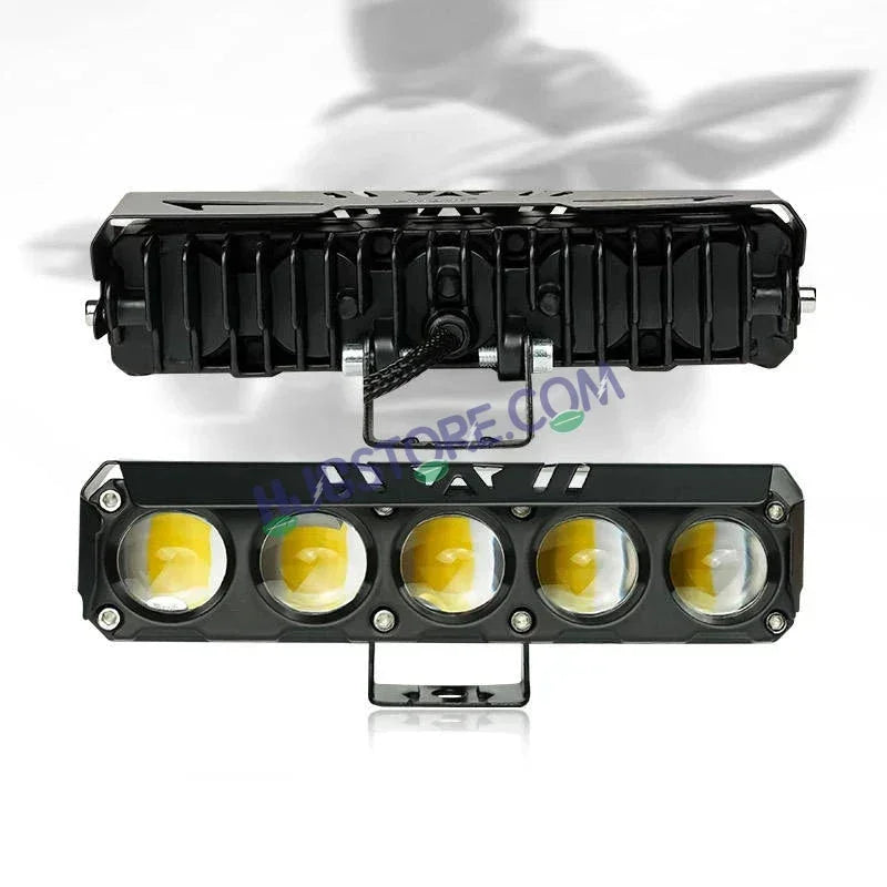 HJG 5 Lens Red Blue 60W Foglight with Red Blue Flash Mode 5 Lens Projector Foglight 60W Foglight Ultra Wide Dual Intensity LED Fog Lights White/Yellow/Warm White/Flash/Red Blue DRL Universal For All Cars & Bikes LIU HJG 5 Lens Red Blue 60W Foglight 1pc - Biker.Store - www.biker.store
