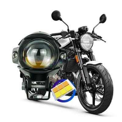 HJG New Model Alien Projector LED Fog Light Single Projector Shot 6000 Lumens Fog Light For Bike/Car/Thar/Jeep ( Cool White/Yellow with Red DRL, 6000 LM each - Pack of 1 HJG Alien Projector Fog Light for Bikes and Cars High Power - Biker.Store - www.biker.store
