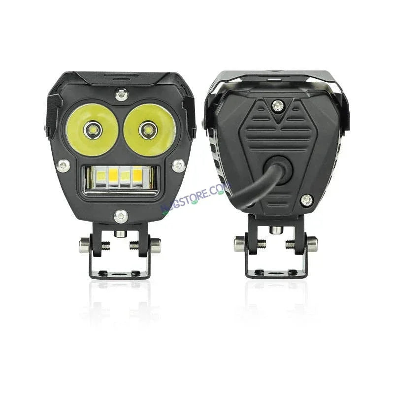 HJG 2 LED Robotic 140W Foglight with Spot and Wide Spread White/Yellow Light 140W Foglight Ultra Wide Dual Intensity LED Driving Fog Lights White/Yellow (2*70W = 140W Total) Universal For All Cars & Bikes LIU HJG Robotic 2 LED 140W Foglight White/Yellow - Biker.Store - www.biker.store