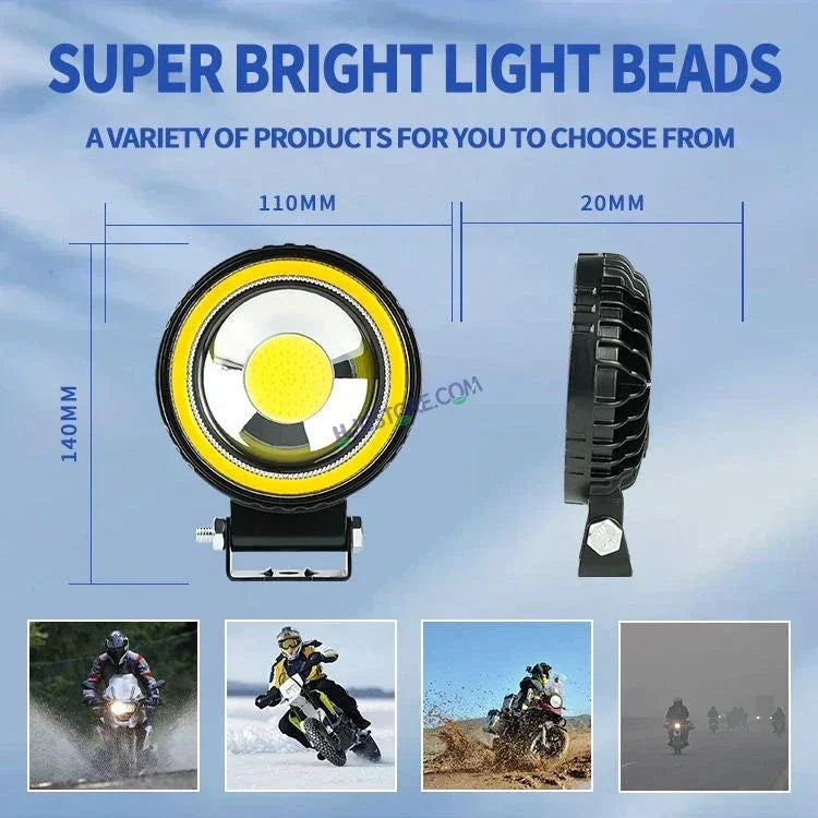 HJG Single LED New Model Round Fog Light 60W LIU HJG Round Fog Light with Red DRL For Universal For Bike Universal For Car (Set of 2) 60W HJG Round Foglight with Red DRL, Flash Mode - Biker.Store - www.biker.store