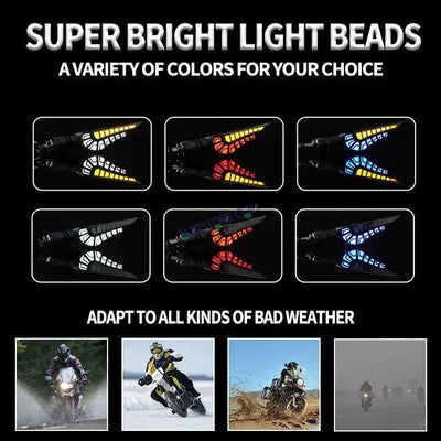 HJG Bike TRex Indicator Waterproof Flexible Blinker Bright LED Indicators Universal For All Bike Models Motorcycle Turn Signal Lights HJG Indicator with DRL TRex Indicator - Biker.Store - www.biker.store