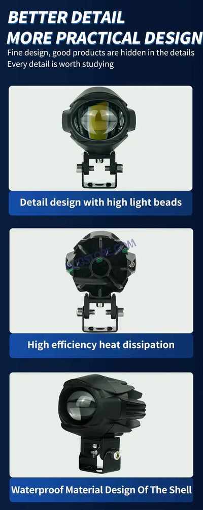 HJG 120W Large Size Alien Projector Foglight 120W with Wide Spread White/Yellow/Warm White Light 120W 2pc Foglight Ultra Wide Dual Intensity LED Driving Fog Lights 3000K/4300K/6500K Universal For All Cars & Bikes LIU HJG Large Alien 1 Foglight, Pack of 2 - Biker.Store - www.biker.store