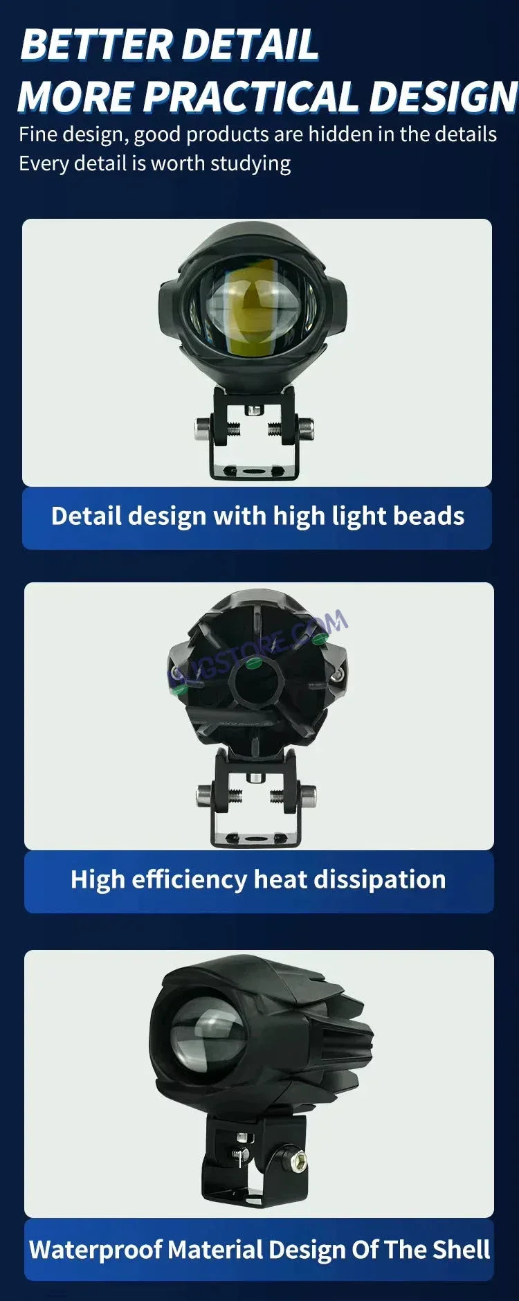 HJG 120W Large Size Alien Projector Foglight 120W with Wide Spread White/Yellow/Warm White Light 120W 2pc Foglight Ultra Wide Dual Intensity LED Driving Fog Lights 3000K/4300K/6500K Universal For All Cars & Bikes LIU HJG Large Alien 1 Foglight, Pack of 2 - Biker.Store - www.biker.store