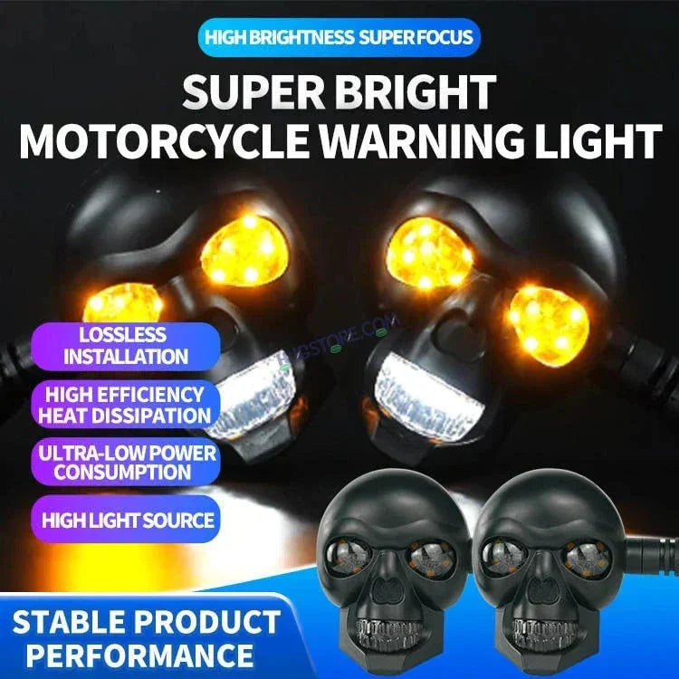 HJG Skull Indicator Skull Shape Turn Signal Lights Indicator Universal for All Bikes Models Turn Signal Lights Motorcycle Set of 2 HJG Skull Indicator - Biker.Store - www.biker.store