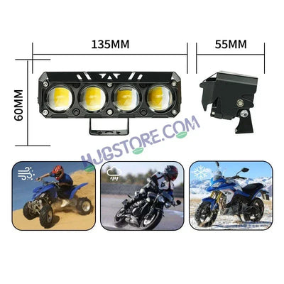 HJG 4 Lens Red Blue 50W Foglight with Red Blue Flash Mode 4 Lens Projector Foglight 50W Foglight Ultra Wide Dual Intensity LED Fog Lights White/Yellow/Warm White/Flash/Red Blue DRL Universal For All Cars & Bikes LIU HJG 4 Lens Red Blue 50W Foglight 1pc - Biker.Store - www.biker.store