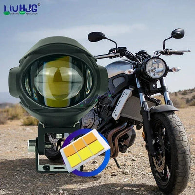 HJG 120W Large Size Alien Projector Foglight 120W with Wide Spread White/Yellow/Warm White Light 120W 2pc Foglight Ultra Wide Dual Intensity LED Driving Fog Lights 3000K/4300K/6500K Universal For All Cars & Bikes LIU HJG Large Alien 1 Foglight, Pack of 2 - Biker.Store - www.biker.store