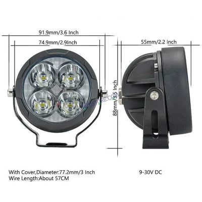 HJG 4 LED 80W Round CREE Foglight Foglamp with Yellow Cover 80W 4 LED HJG 80W 4 LED Car Accessories Led Headlights Lights Led Fog Lights For Motorcycle Car SUV Lights, Set of 2 with Wiring Harness Kit HJG 4 LED Round 80W - Biker.Store - www.biker.store