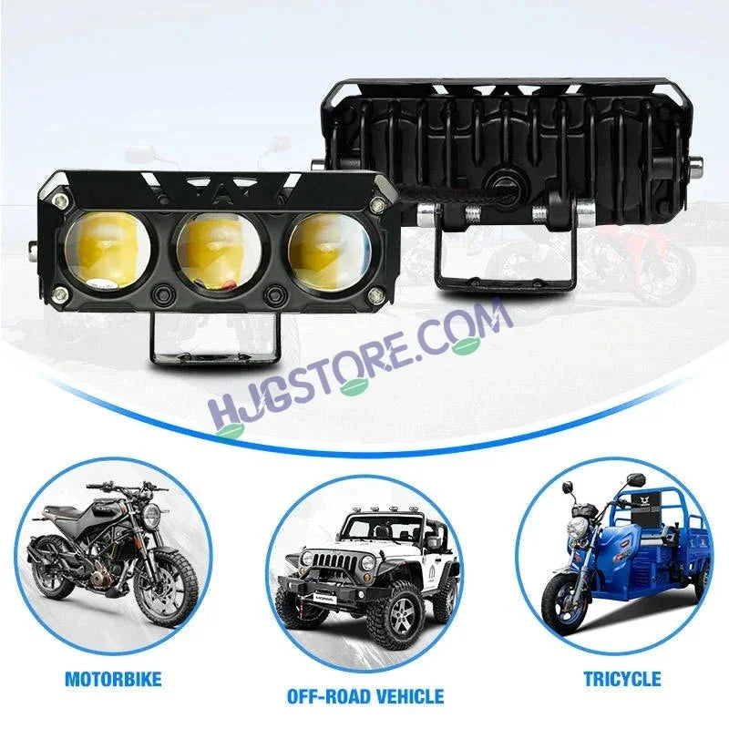 HJG 3 Lens Red Blue 40W Foglight with Red Blue Flash Mode 3 Lens Projector Foglight 40W Foglight Ultra Wide Dual Intensity LED Fog Lights White/Yellow/Warm White/Flash/Red Blue DRL Universal For All Cars & Bikes LIU HJG 3 Lens Red Blue 40W Foglight 1pc - Biker.Store - www.biker.store