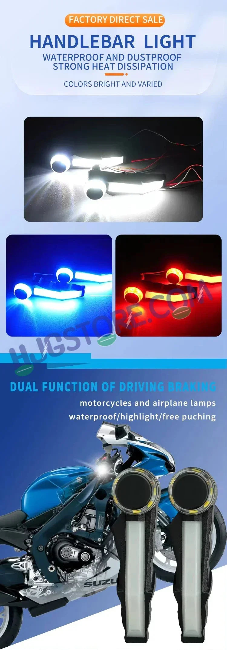 HJG Knuckle Guard with Handle Light Combo with White/Blue/Red DRL Mode and Running Yellow Turn Signals Universal for Motorcycles for Hand Protection Red DRL/White/Running Yellow Turn Signal Universal For All Bikes LIU HJG Knuckle Guard Hand Guard with DRL - Biker.Store - www.biker.store