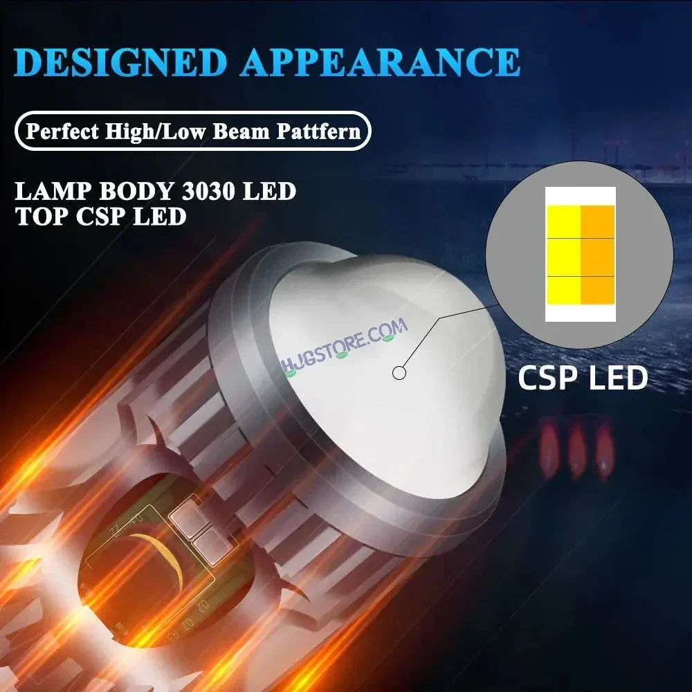 HJG H4 Lens Red Devil Lens New Model Red White Yellow LED Headlight Bulb H4 For All Motorcycles (Low and High Beam Bulbs (White/Yellow/Red) Red DRL White Yellow 50W Lens) - Type H4 - Biker.Store - www.biker.store