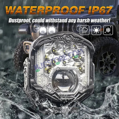 HJG GodsEye Side Shooter 1 LED with 8 CREE LED White/Red Off Road 7 inch 95W LED Headlight Spot Light Fog Light Universal For Bike, Truck, Jeep, Car Bike Led Headlights LED Fog Lights For Motorcycle Car SUV Lights, Pack of 1 LIU HJG GodsEye Side Shooter - Biker.Store - www.biker.store