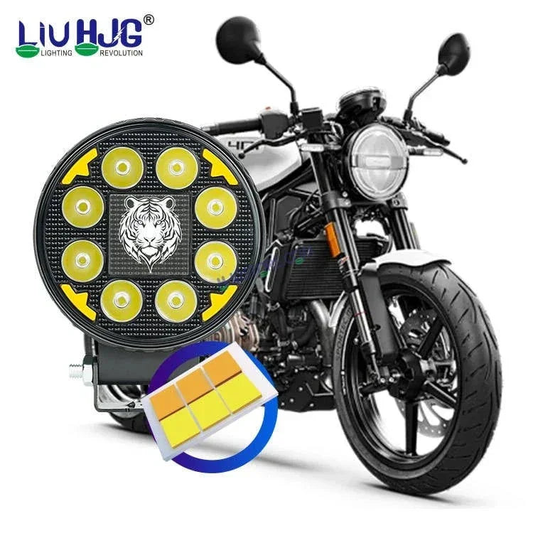 HJG 8 LED Tiger Round New Model Fog Light 60W LIU HJG Round Tiger Fog Light with DRL For Universal For Bike Universal For Car (Set of 2) 60W HJG - Biker.Store - www.biker.store