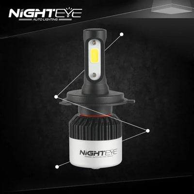 NightEye Genuine H4 Hi/Lo 9000LM 6500K 72 W LED Automotive Headlight Bulbs Auto Conversion Driving Lamp (Cool White light) (H4) - Biker.Store - www.biker.store