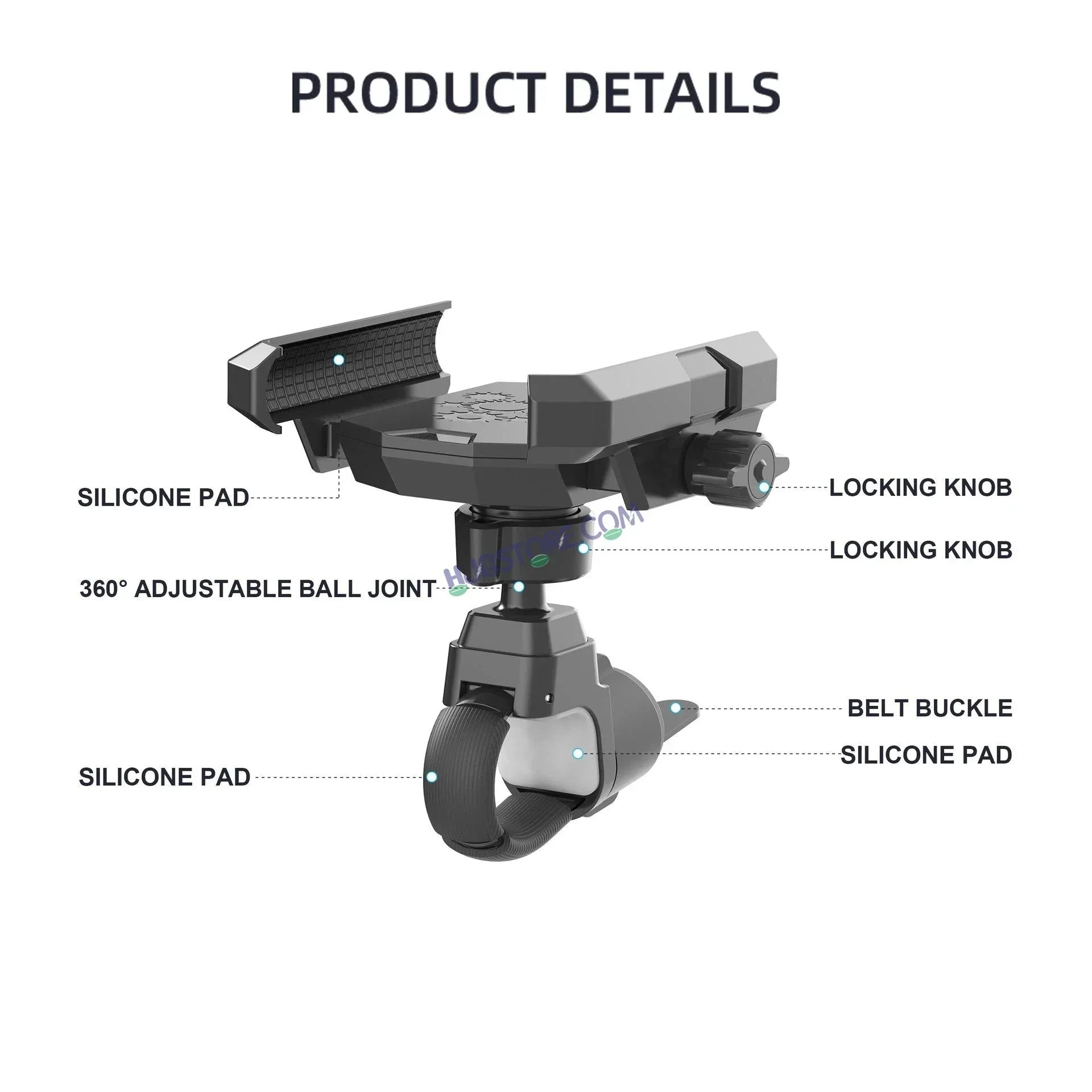 HJG Compact Pro 7578 Shockproof Mobile Holder with Jaw Grip Damper Anti Vibration for Bike, Two Wheelers Universal HJG Mobile Holder Pro Spider Anti-Shake Anti-Theft Zero Vibration Shockproof Mobile Holder 4 Vibration Proof Ball Joints LIU HJG Holder - Biker.Store - www.biker.store