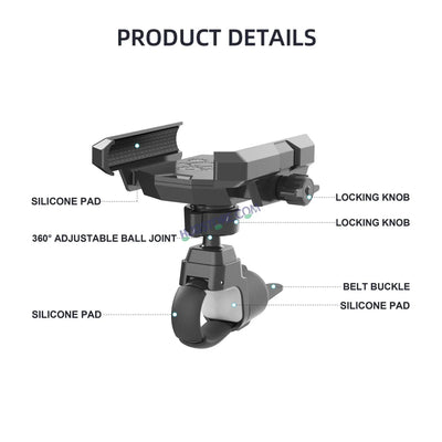 HJG Compact Pro 7579 Type-C Shockproof Mobile Holder with Jaw Grip Damper Anti Vibration with Type-C USB Charger for Bike, Two Wheelers Universal HJG Mobile Holder Pro 7579 Anti-Shake Anti-Theft Zero Vibration Shockproof Mobile Holder with Type-C Charger - Biker.Store - www.biker.store