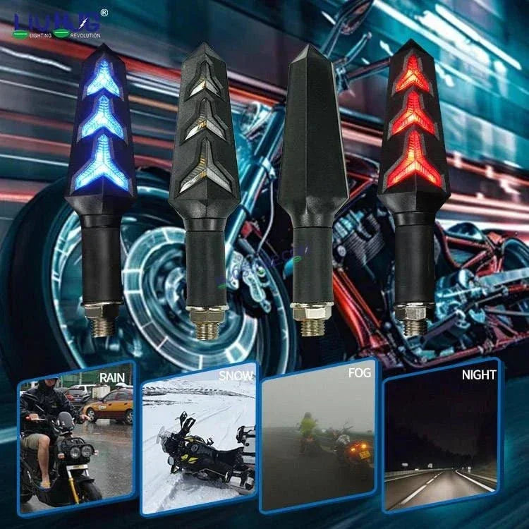 HJG Waterproof Flexible Arrow Running Style Blinker Bright LED Indicators Universal For All Bike Models Motorcycle Turn Signal Lights - Biker.Store - www.biker.store