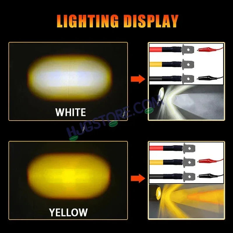 HJG Mini Laser Cannon Foglight 300 Meters Laser Focus Projector Fog Projector Lens with 300 Meters Projection Distance 80W Foglight Ultra Wide Dual Intensity LED Fog Lights White/Yellow Universal For All Cars & Bikes LIU HJG Mini Laser Cannon Foglight 2pc - Biker.Store - www.biker.store