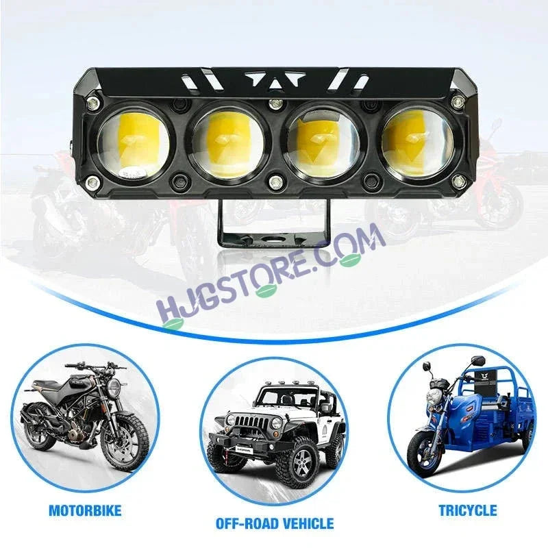 HJG 4 Lens Red Blue 50W Foglight with Red Blue Flash Mode 4 Lens Projector Foglight 50W Foglight Ultra Wide Dual Intensity LED Fog Lights White/Yellow/Warm White/Flash/Red Blue DRL Universal For All Cars & Bikes LIU HJG 4 Lens Red Blue 50W Foglight 1pc - Biker.Store - www.biker.store