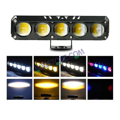 HJG 5 Lens Red Blue 60W Foglight with Red Blue Flash Mode 5 Lens Projector Foglight 60W Foglight Ultra Wide Dual Intensity LED Fog Lights White/Yellow/Warm White/Flash/Red Blue DRL Universal For All Cars & Bikes LIU HJG 5 Lens Red Blue 60W Foglight 1pc - Biker.Store - www.biker.store