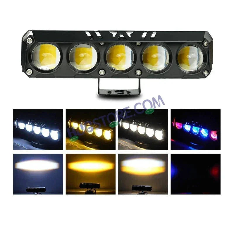 HJG 5 Lens Red Blue 60W Foglight with Red Blue Flash Mode 5 Lens Projector Foglight 60W Foglight Ultra Wide Dual Intensity LED Fog Lights White/Yellow/Warm White/Flash/Red Blue DRL Universal For All Cars & Bikes LIU HJG 5 Lens Red Blue 60W Foglight 1pc - Biker.Store - www.biker.store