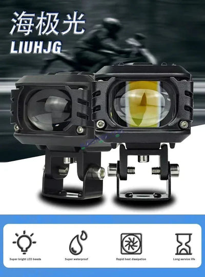 HJG M1 LED Projector Foglight 120W with Wide Spread Red DRL/White/Yellow/Warm White Light 120W 2pc Foglight Ultra Wide Dual Intensity LED Driving Fog Lights 3000K/4300K/6500K Universal For All Cars & Bikes LIU HJG M1 Single Projector Foglight, Pack of 2 - Biker.Store - www.biker.store