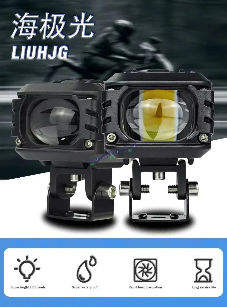 HJG M1 LED Projector Foglight 120W with Wide Spread Red DRL/White/Yellow/Warm White Light 120W 2pc Foglight Ultra Wide Dual Intensity LED Driving Fog Lights 3000K/4300K/6500K Universal For All Cars & Bikes LIU HJG M1 Single Projector Foglight, Pack of 2 - Biker.Store - www.biker.store