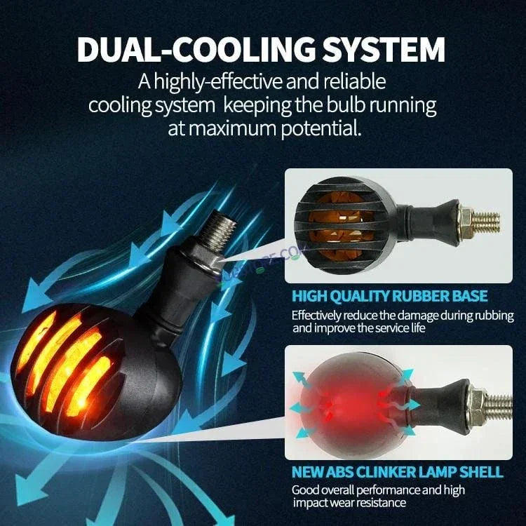 HJG Indicator Round Waterproof Flexible Blinker Bright LED Indicators Universal For All Bike Models Motorcycle Turn Signal Lights HJG Indicator - Biker.Store - www.biker.store
