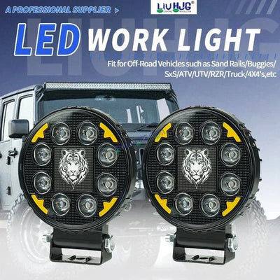 HJG 8 LED Tiger Round New Model Fog Light 60W LIU HJG Round Tiger Fog Light with DRL For Universal For Bike Universal For Car (Set of 2) 60W HJG - Biker.Store - www.biker.store