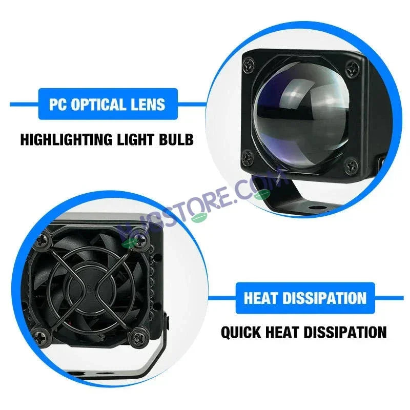 HJG Mini Laser Cannon Foglight 300 Meters Laser Focus Projector Fog Projector Lens with 300 Meters Projection Distance 80W Foglight Ultra Wide Dual Intensity LED Fog Lights White/Yellow Universal For All Cars & Bikes LIU HJG Mini Laser Cannon Foglight 2pc - Biker.Store - www.biker.store