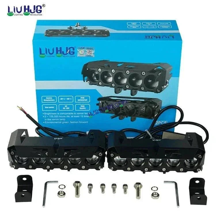 HJG LIU HJG Future Eyes 5 Lens Heavy with Remote Wiring Harness Kit 150W 5 Lens MEGA DRIVE Fog Light For Bike/Car/Thar/Jeep ( Cool White, 75W each * 2 = 150W Total ) - Pack of 2 HJG Future Eyes 5 Lens with Remote Wiring Harness Kit - Biker.Store - www.biker.store