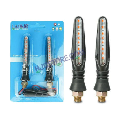 HJG KTM Slim Indicator Yellow Bike Turn Signals Waterproof Flexible Blinker Bright LED Indicators Universal For All Bike Models Motorcycle Turn Signal Lights LIU HJG KTM Slim Yellow Indicator, Universal for All Bikes & Motorcycles, Pack of 2 - Biker.Store - www.biker.store