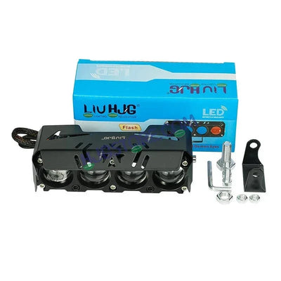 HJG 4 Lens Red Blue 50W Foglight with Red Blue Flash Mode 4 Lens Projector Foglight 50W Foglight Ultra Wide Dual Intensity LED Fog Lights White/Yellow/Warm White/Flash/Red Blue DRL Universal For All Cars & Bikes LIU HJG 4 Lens Red Blue 50W Foglight 1pc - Biker.Store - www.biker.store