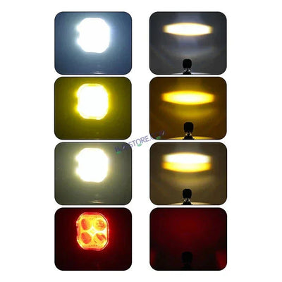 HJG New 4x4 Projector Lens 2pc Foglight 4 LED Projector Fog Quad 4x4 Lens 80W with Red DRL Foglight Ultra Wide Dual Intensity LED Fog Lights White/Yellow/Red DRL Projector (80W) Universal For All Cars & Bikes LIU HJG Projector 4x4 Lens Projector Fog Light - Biker.Store - www.biker.store