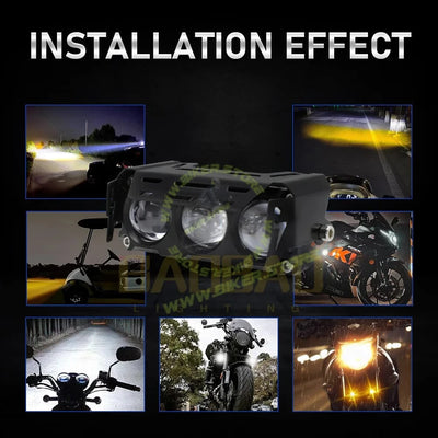 BaoBao 6 Lens Foglight 60W White/Yellow Dual Color Foglight Aluminum Mini Driving Systems White Yellow Flash Led Spotlight Fog Light Headlight Bulb for Bike Motorcycle Car - Biker.Store - www.biker.store