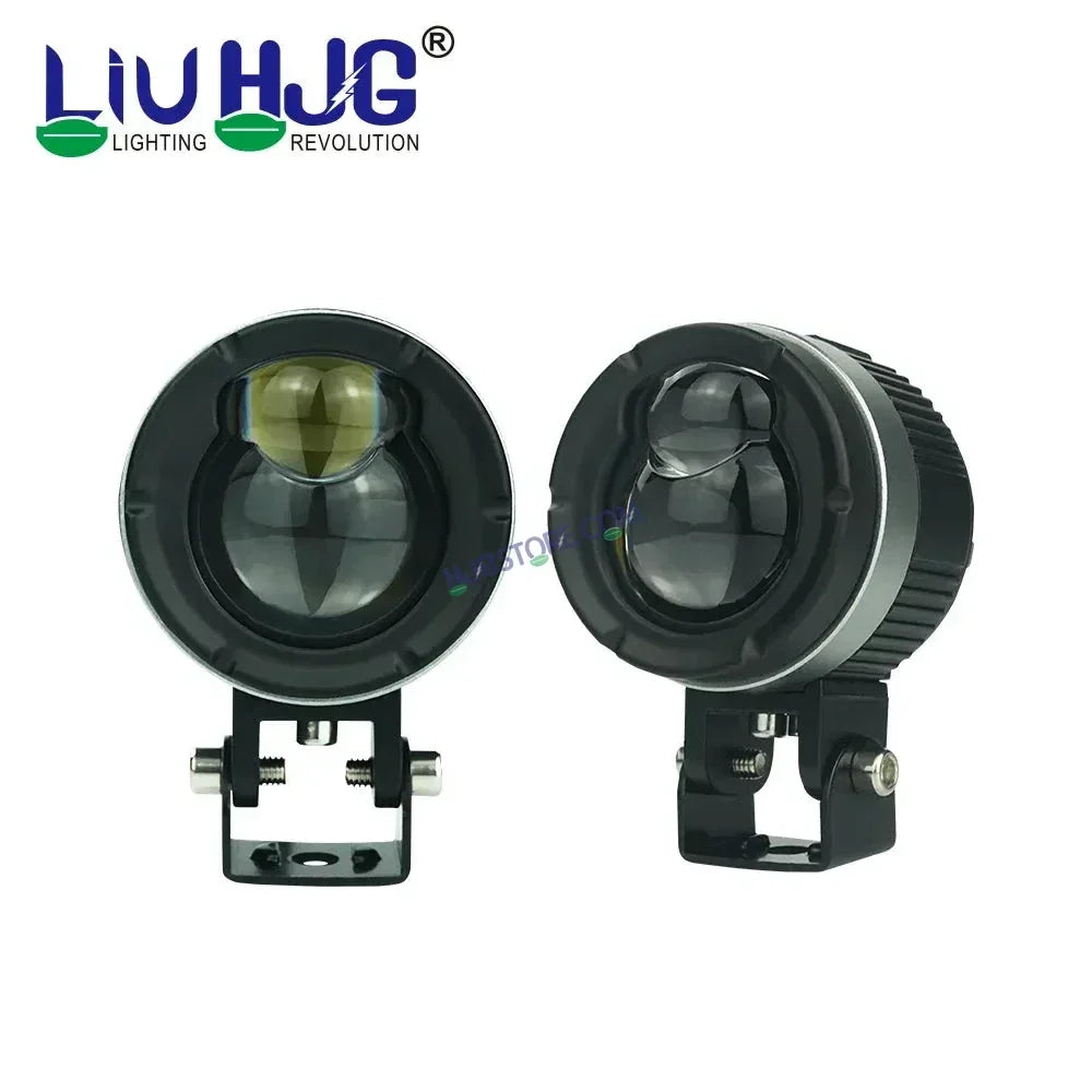 HJG 124 Fog Dual Lens 120W Foglight New Model with Power Adaptor Foglight Ultra Wide Dual Intensity LED Driving Fog Lights White/Yellow (2*60W = 120W Total) Universal For All Cars & Bikes - Biker.Store - www.biker.store
